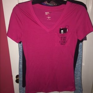 Pink v-neck tee